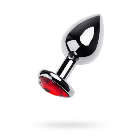 ToyFa Metal Silver Anal Plug With Heart Shaped Crystal Gem Medium Premium Metal - Butt Plugs