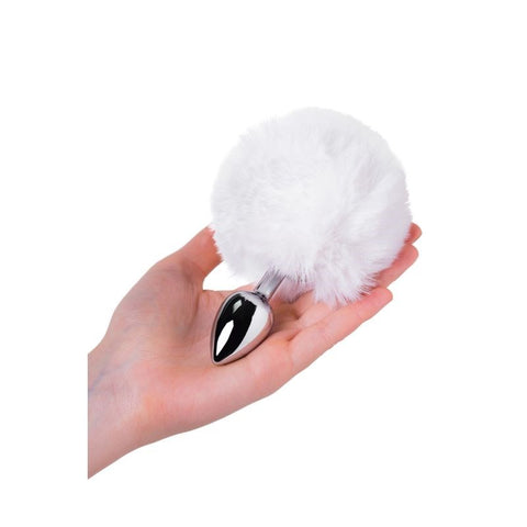 ToyFa Metal Silver Anal Plug Small With Cute Fluffy Bunny Tail Premium Metal - Butt Plugs