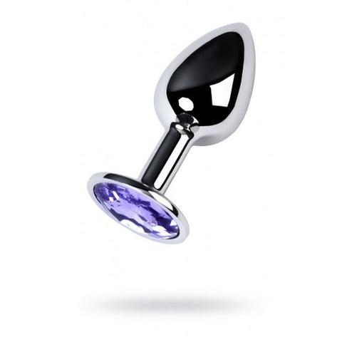 ToyFa Metal Silver Anal Butt Plug With Blue Crystal Gem Small 7cm - Butt Plugs