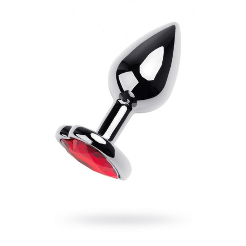 ToyFa Metal Silver Butt Plug With Black Tourmaline Heart Gem Small Size - - Butt Plugs