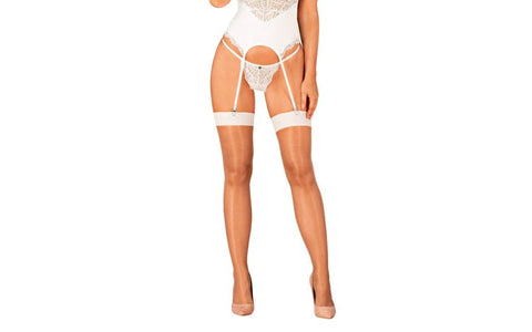 Obsessive Delicate S814 Leg Stockings White Dual Tone Bridal Elegance - Hosiery