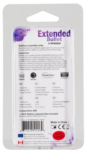 BMS Factory Power Bullet Extended 9 cm 3 Speed Vibrating Bullet Massager - - Bullet Vibrators