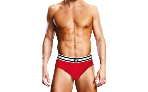 Prowler Open Back Sexy Mens Brief Red/White with Dual Tone Waistband - Mens Briefs And Boxers
