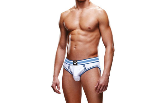 Prowler Open Back Sexy Mens Brief White/Blue Premium Intimate Underwear - - Mens Briefs And Boxers