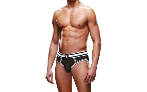 Prowler Open Back Stylish Backless Mens Brief Black/White with Revealing Design - Mens Briefs And Boxers
