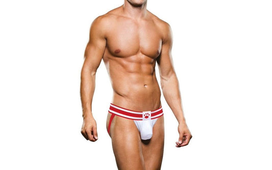 Prowler Polyester Spandex Mens Jock Strap White Red Premium Support - - Jocks and G-Strings