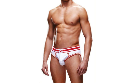 Prowler Stylish Open Back Mens Brief White/Red Seductive Underwear - - Mens Briefs And Boxers