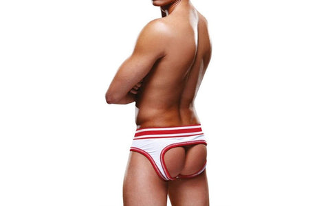 Prowler Stylish Open Back Mens Brief White/Red Seductive Underwear - Mens Briefs And Boxers