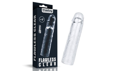 Lovetoy Clear Penis Extender Sleeve Plus 2 Inch for Enhanced Penetration - Penis Sleeves and Extenders