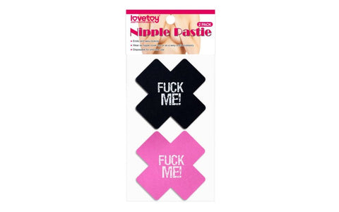 Lovetoy FUCK ME Cross Pattern Nipple Pasties Twin Pack Bold Statement Wear - Breast and Nipple Toys