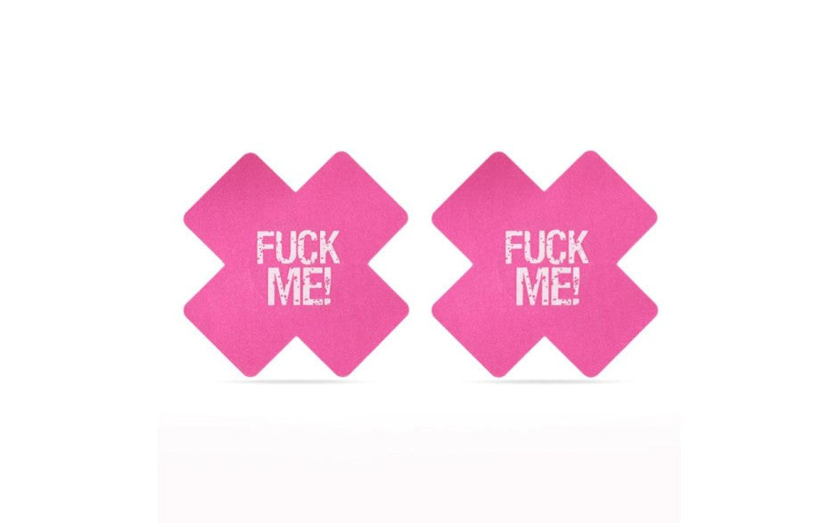 Lovetoy FUCK ME Cross Pattern Nipple Pasties Twin Pack Bold Statement Wear - Breast and Nipple Toys