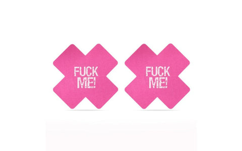 Lovetoy FUCK ME Cross Pattern Nipple Pasties Twin Pack Bold Statement Wear - Breast and Nipple Toys