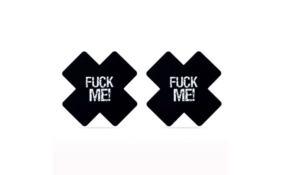 Lovetoy FUCK ME Cross Pattern Nipple Pasties Twin Pack Bold Statement Wear - Breast and Nipple Toys