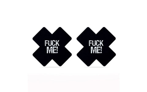 Lovetoy FUCK ME Cross Pattern Nipple Pasties Twin Pack Bold Statement Wear - Breast and Nipple Toys