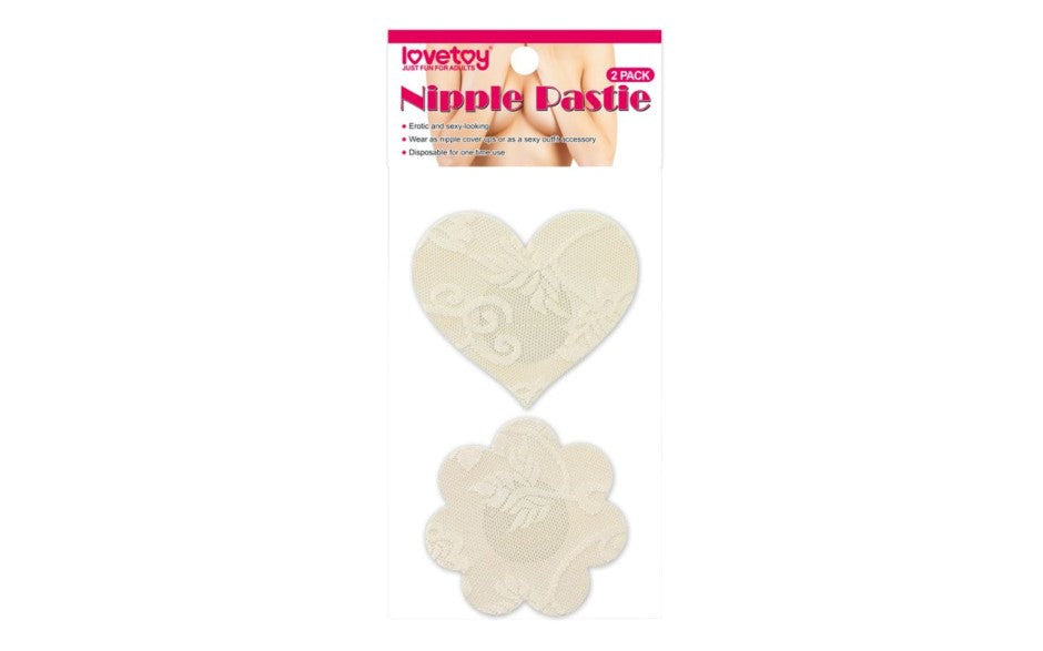 Lovetoy Lace Heart and Flower Womens Nipple Pasties Twin Pack with Lace Design - Breast and Nipple Toys