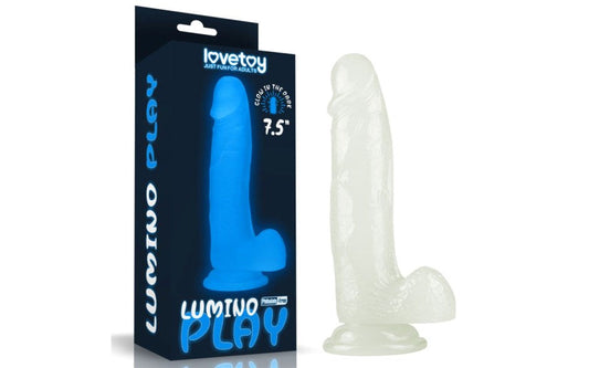 Lovetoy Lumino Play Flexible & Realistic Dildo With Balls 7.5 Inch Clear Glow - - Realistic Dildos