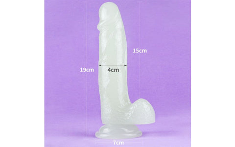 Lovetoy Lumino Play Flexible & Realistic Dildo With Balls 7.5 Inch Clear Glow - Realistic Dildos