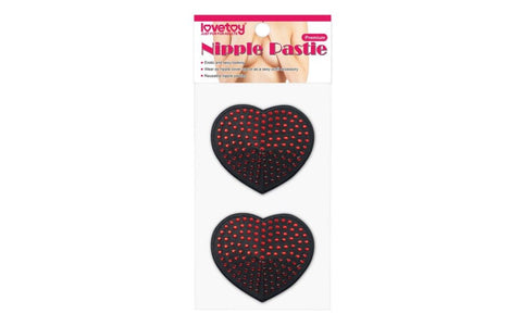 Lovetoy Reusable Red Diamond Heart Nipple Pasties with Satin and Diamonds - Breast and Nipple Toys