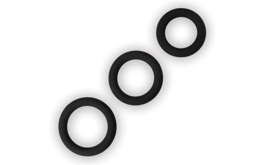 Lovetoy Thick Stretchy Silicone Cock Rings Set 3 Piece Enhanced Erection - - Cock Ring Sets