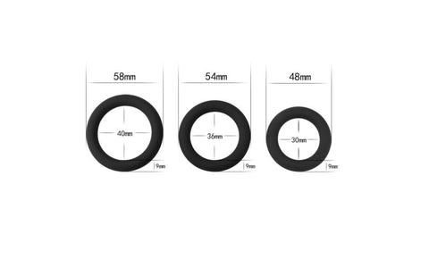 Lovetoy Thick Stretchy Silicone Cock Rings Set 3 Piece Enhanced Erection - Cock Ring Sets