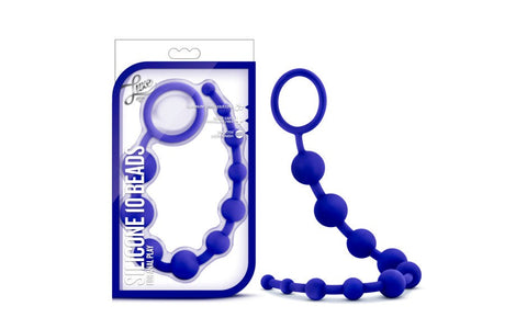 California Exotics Luxe Silicone 10 Anal Pleasure Beads Indigo Graduated - Anal Beads and Balls