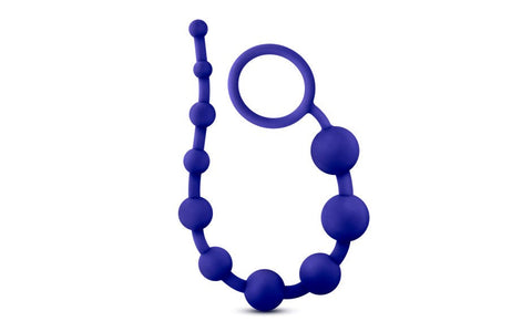 California Exotics Luxe Silicone 10 Anal Pleasure Beads Indigo Graduated - Anal Beads and Balls