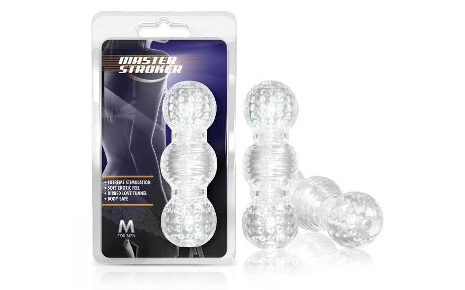 Blush Novelties M for Men Master Stretchy Male Stroker Clear Multi Chamber - Masturbators and Strokers