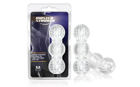 Blush Novelties M for Men Master Stretchy Male Stroker Clear Multi Chamber - Masturbators and Strokers