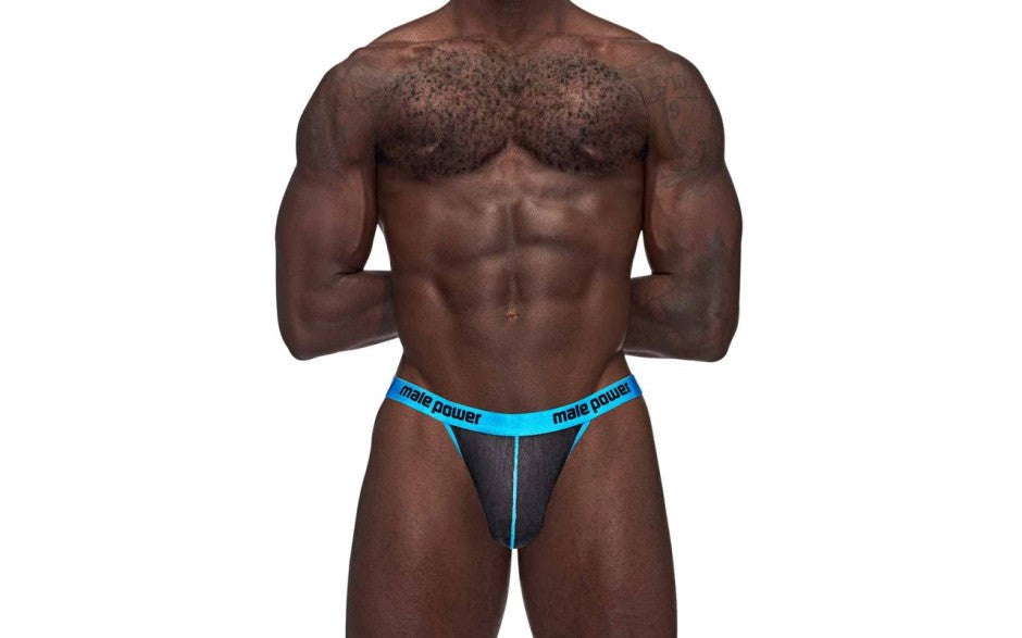Male Power Casanova Uplift Micro Mens Thong Black S/M with Uplift Pouch - Mens Briefs And Boxers