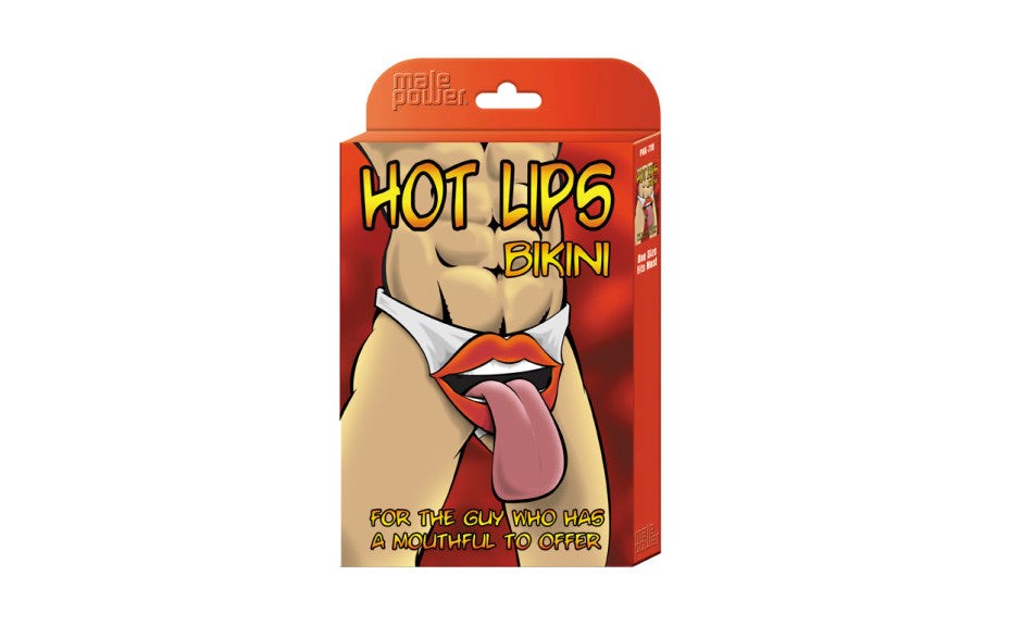 Male Power Hot Lips Bikini Novelty Underwear Black with Playful Design - Party Gifts and Novelties