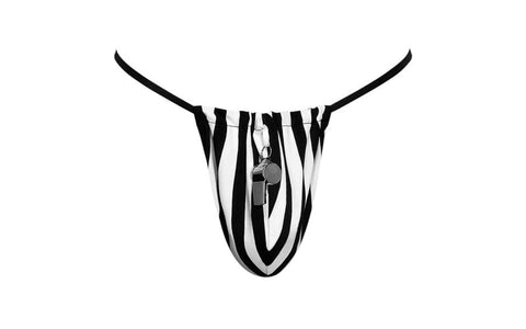 Male Power Referee Novelty G String Mens Underwear Black with Functional Whistle - Jocks and G-Strings
