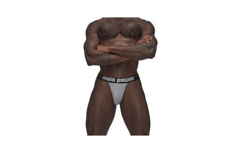 Male Power Sexagon Strappy Ring Male Jock Grey L/XL with Strappy Design - Jocks and G-Strings