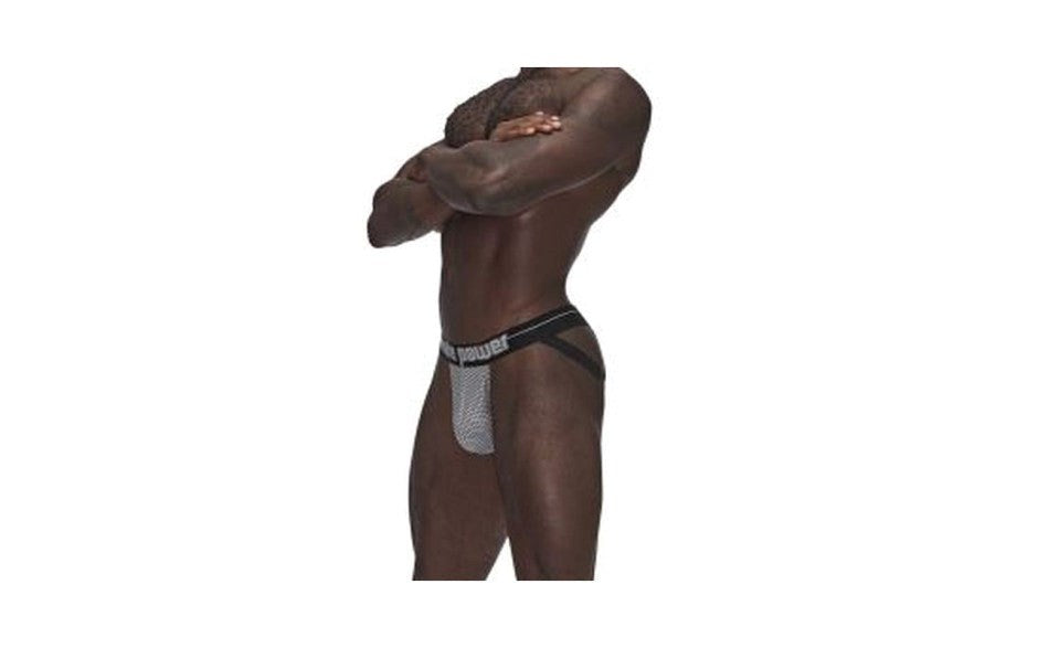Male Power Sexagon Strappy Ring Male Jock Grey L/XL with Strappy Design - Jocks and G-Strings