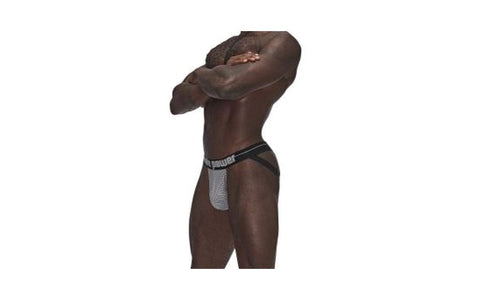 Male Power Sexagon Strappy Ring Male Jock Grey L/XL with Strappy Design - Jocks and G-Strings