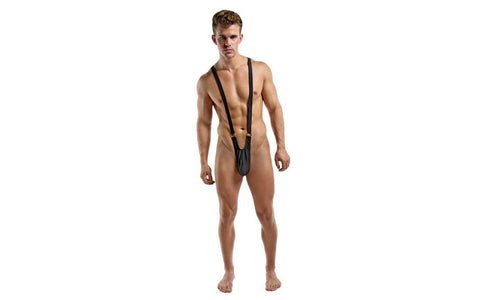 Male Power Stretchy & Breathable Front Rings Sling Black S/M Cock Ring - Jocks and G-Strings