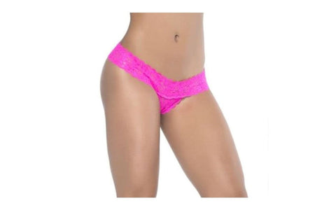 Mapale Peekaboo Crotchless Sexy Womens Thong Pink Premium Stretch Lace - G-Strings, Panties and Shorts