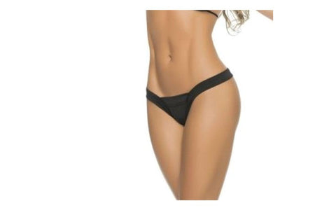 Mapale Perfect Womens Thong Black Wet Look V Strap Intimate Lingerie - G-Strings, Panties and Shorts