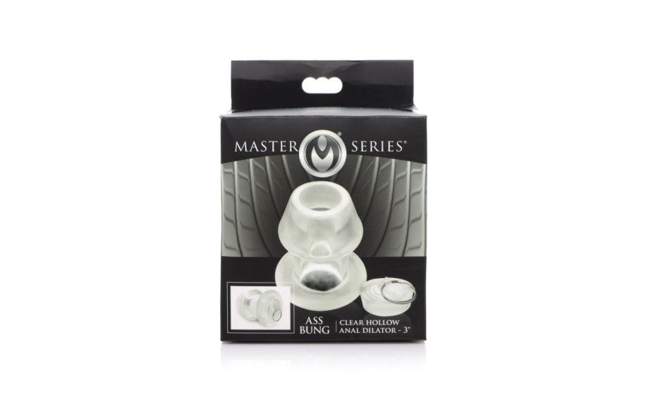 XR Brands Master Series Ass Bung Clear Hollow Anal Dilator 3 Inch Medium - - Butt Plugs