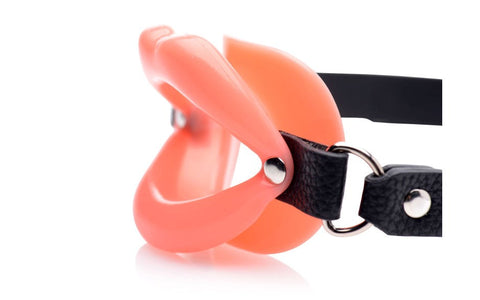 XR Brands Master Series Sissy BDSM Play Mouth Gag with Silicone Ring - Bondage Gags and Bits