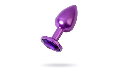 ToyFa Metal Purple Metal Anal Plug With Purple Crystal Gem Small Premium Metal - Butt Plugs