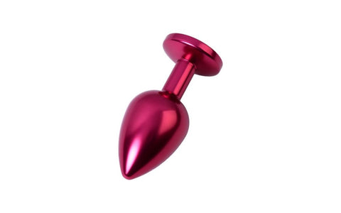 ToyFa Metal Red Metal Anal Plug With Black Crystal Gem Medium Premium Weight - Butt Plugs