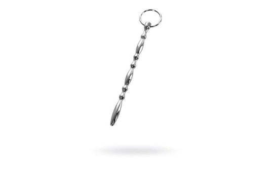 ToyFa Metal Silver Metal Beaded Urethral Plug With Cock Ring Beaded Design - - Urethral Sounds