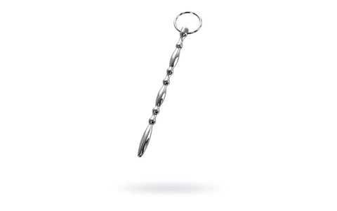ToyFa Metal Silver Metal Beaded Urethral Plug With Cock Ring Beaded Design - Urethral Sounds