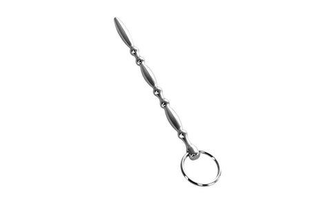 ToyFa Metal Silver Metal Beaded Urethral Plug With Cock Ring Beaded Design - Urethral Sounds