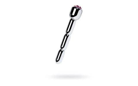 ToyFa Metal Silver Metal Urethral Plug With Ruby Rhinestone Premium Steel - Urethral Sounds