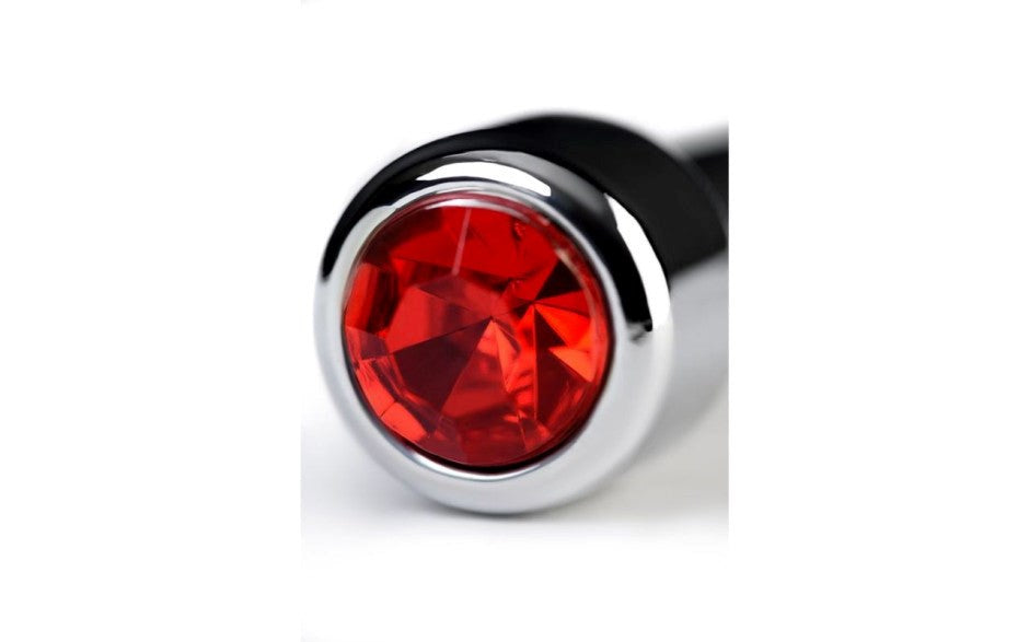 ToyFa Metal Silver Metal Urethral Plug With Ruby Rhinestone Premium Steel - - Urethral Sounds