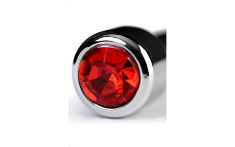 ToyFa Metal Silver Metal Urethral Plug With Ruby Rhinestone Premium Steel - Urethral Sounds