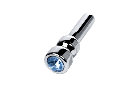 ToyFa Metal Silver Metal Urethral Plug With Sapphire Rhinestone Small - Urethral Sounds