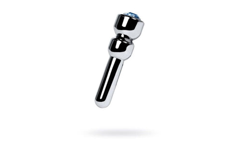 ToyFa Metal Silver Metal Urethral Plug With Sapphire Rhinestone Small - Urethral Sounds
