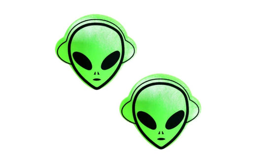 Neva Nude Blacklight Alien Nipple Pasties Neon Green Blacklight Reactive - - Fancy Dress Ups
